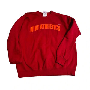 👟 Vintage Nike Athletics Crewneck ❤️ 90s Made in USA Red Sweatshirt‎ L 👟